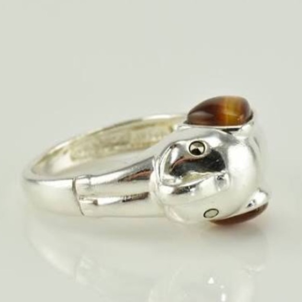 Sterling Silver Tiger Eye Elephant ring sz 7 BOHO
